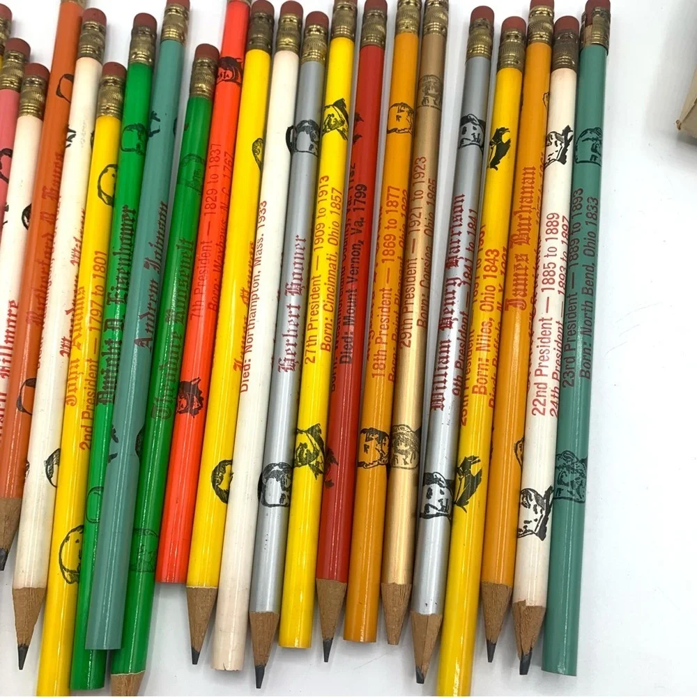 Vintage Lot Of 27 Presidents Pencils 1960s United States Pencils With Box